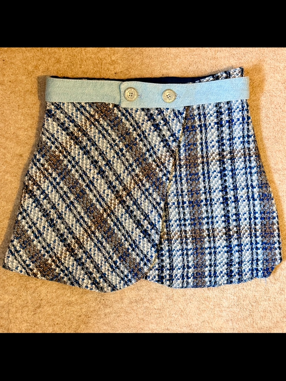 Zara Tweed High Rise Blue Plaid Miniskirt - Picture 3 of 6